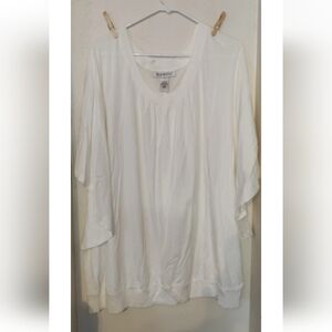 NEW Roamans Sz 2X 26/28 White Tunic Top Short Batwing Sleeve Casual Shirt